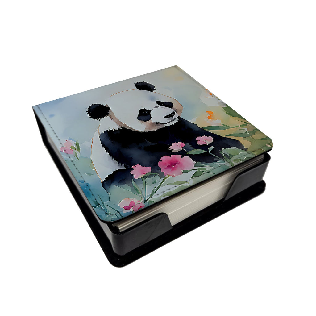 Panda PU Leather Note Paper Holder with Artist-Designed Cover, Desk Accessory, Office Gift