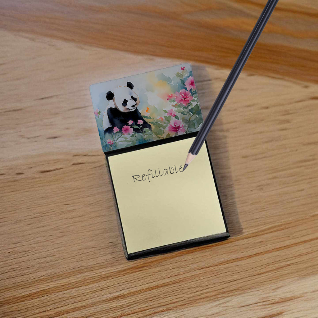 Panda Watercolor Sticky Note Holder Refillable Dispenser Desk Accessory 3x3 Pad Gift