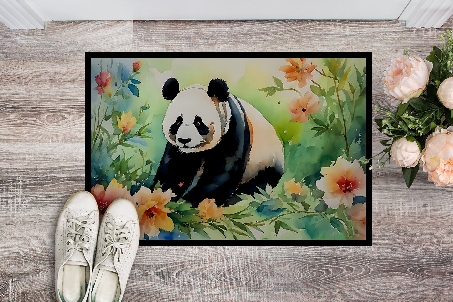 Panda Doormat Indoor Outdoor 24H X 36W Front Door Mat Rugs for Entryway, Non Slip Washable Low Pile,