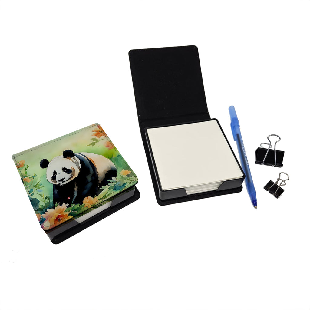 Panda PU Leather Note Paper Holder with Artist-Designed Cover, Desk Accessory, Office Gift