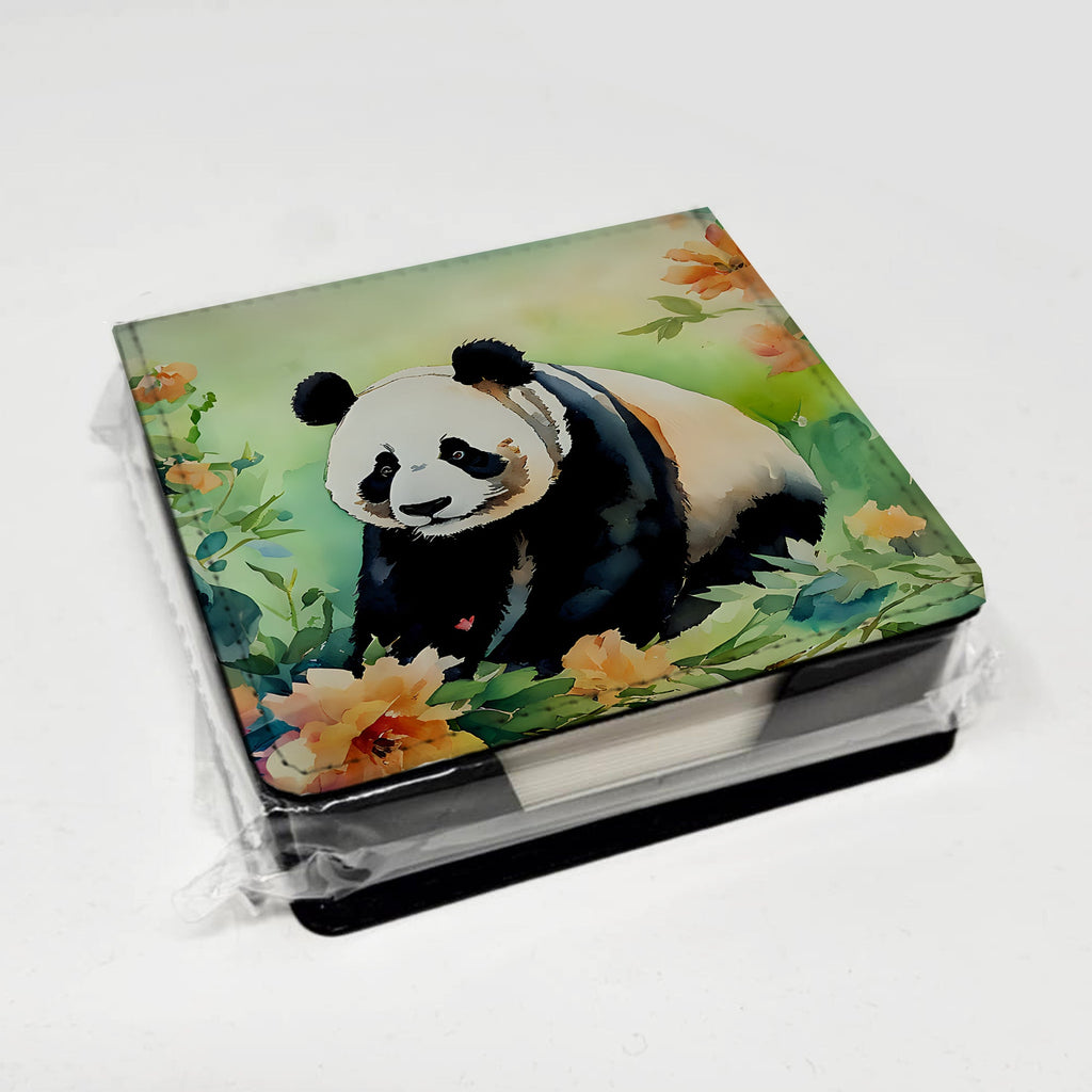 Panda PU Leather Note Paper Holder with Artist-Designed Cover, Desk Accessory, Office Gift