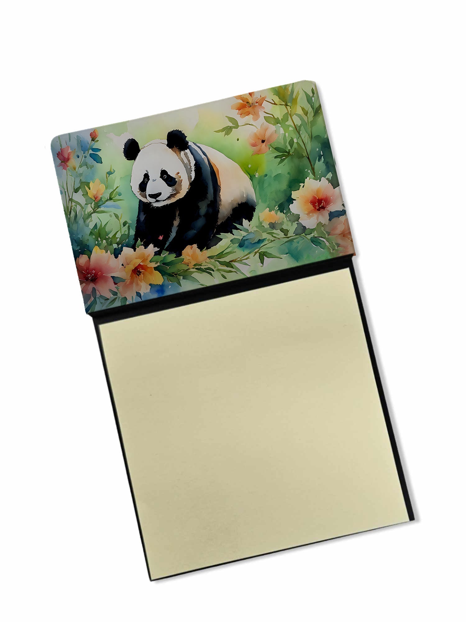 Panda Watercolor Sticky Note Holder Refillable Dispenser Desk Accessory 3x3 Pad Gift