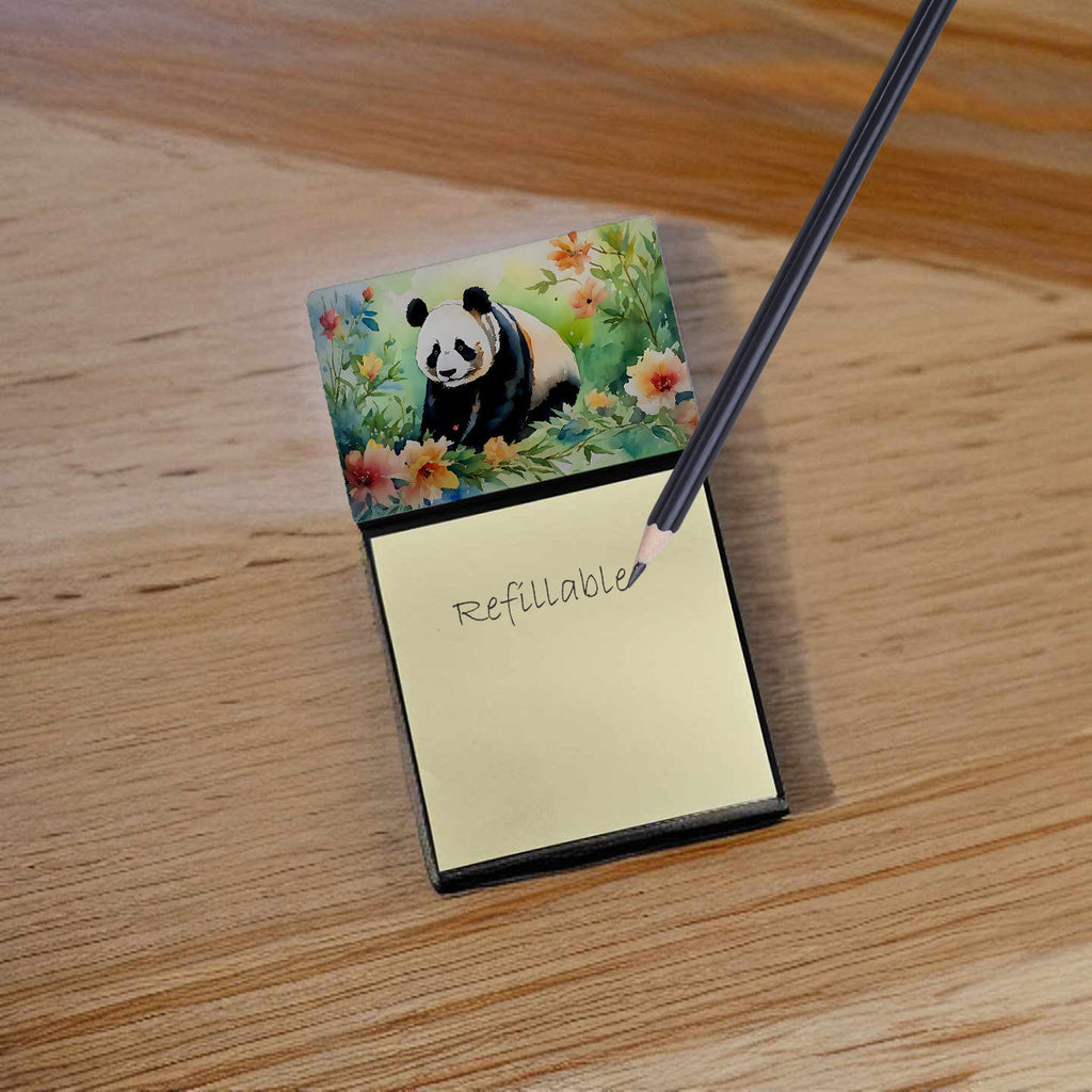 Panda Watercolor Sticky Note Holder Refillable Dispenser Desk Accessory 3x3 Pad Gift