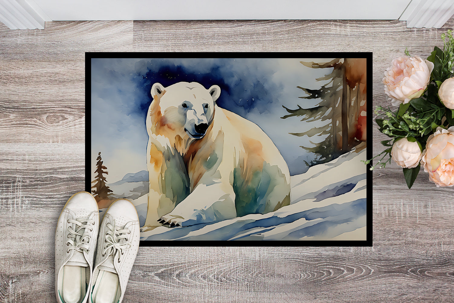 Polar Bear Doormat Indoor Outdoor 24H X 36W Front Door Mat Rugs for Entryway, Non Slip Washable Low Pile,