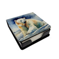 Polar Bear PU Leather Note Paper Holder with Artist-Designed Cover, Desk Accessory, Office Gift