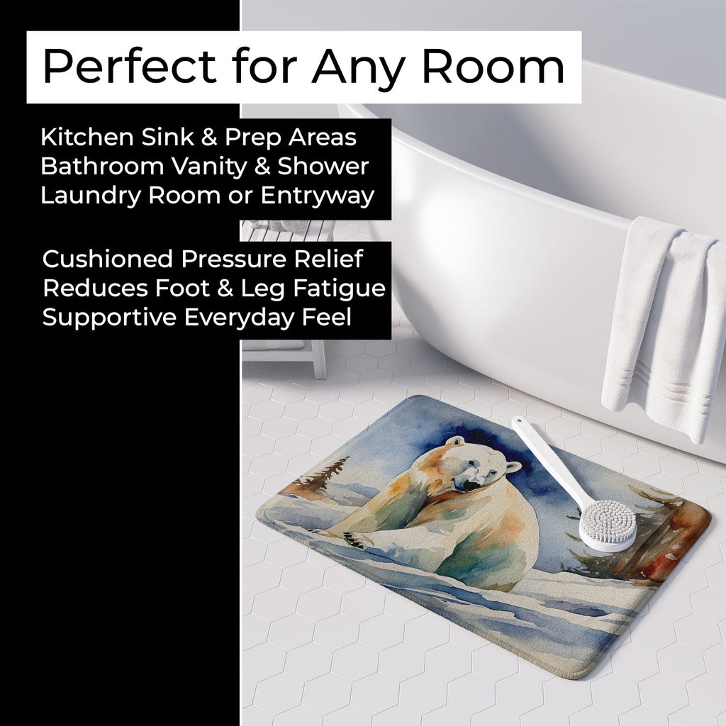 Polar Bear Memory Foam Kitchen Mat Machine Washable Anti-Fatigue Cushion Comfort Bath or Kitchen Rug