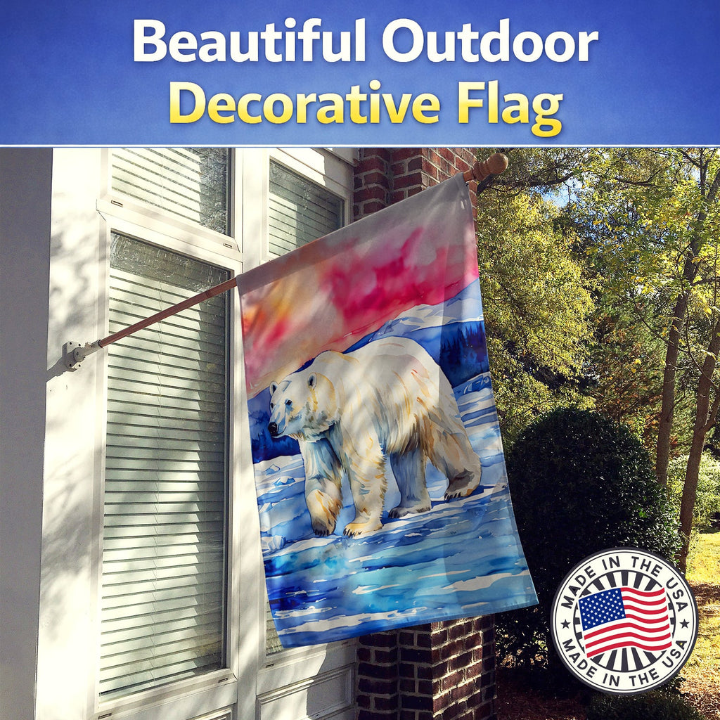 Polar Bear House Flag 28x40 Porch Sleeve Pole Decorative Outside Yard Banner Artwork Wall Hanging, Polyester