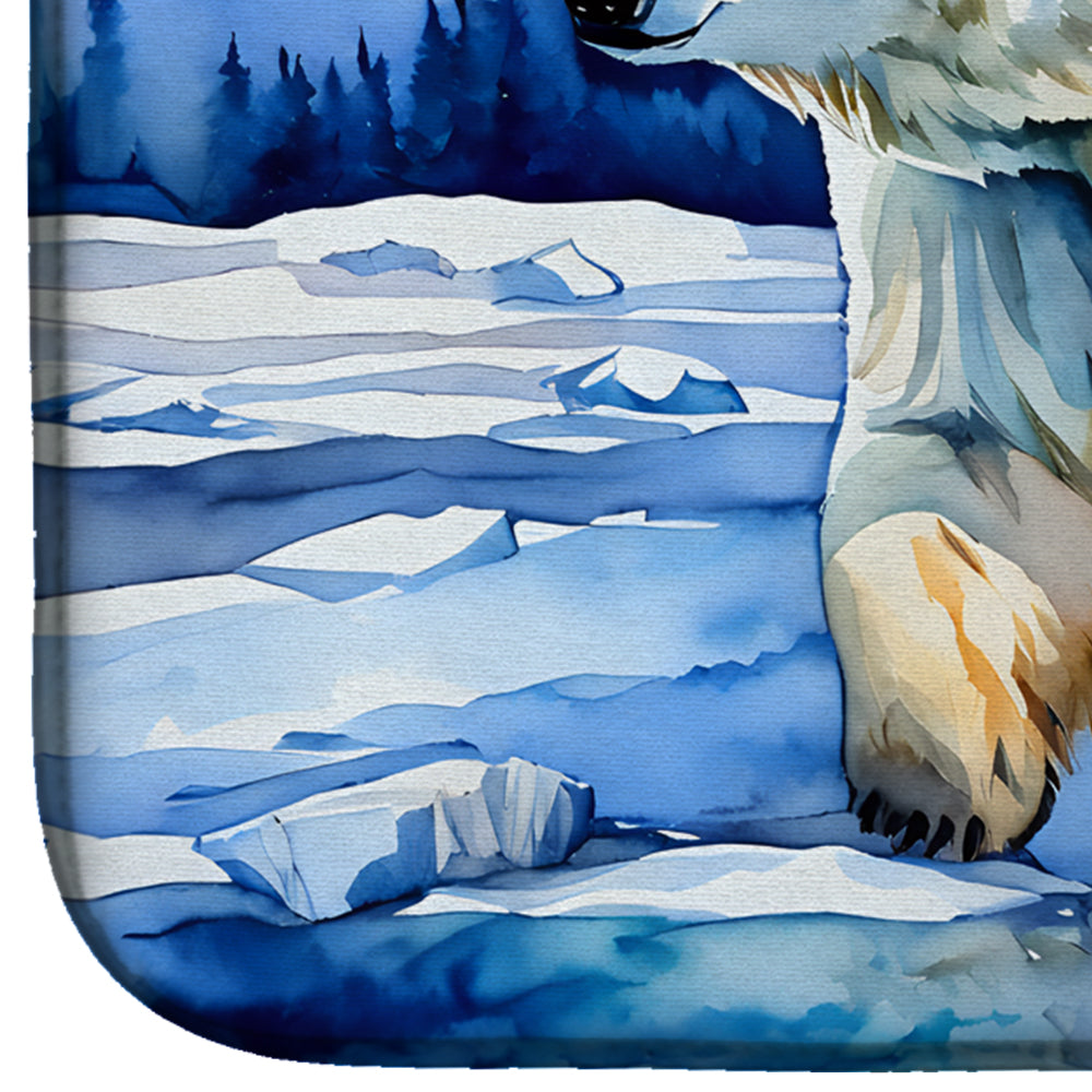 Polar Bear Dish Drying Mat Absorbent Dish Drying Mat Pad for Kitchen Counter Dish Drainer Mat for Countertop, 14 x 21", Multicolor