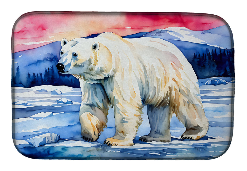 Polar Bear Dish Drying Mat Absorbent Dish Drying Mat Pad for Kitchen Counter Dish Drainer Mat for Countertop, 14 x 21", Multicolor