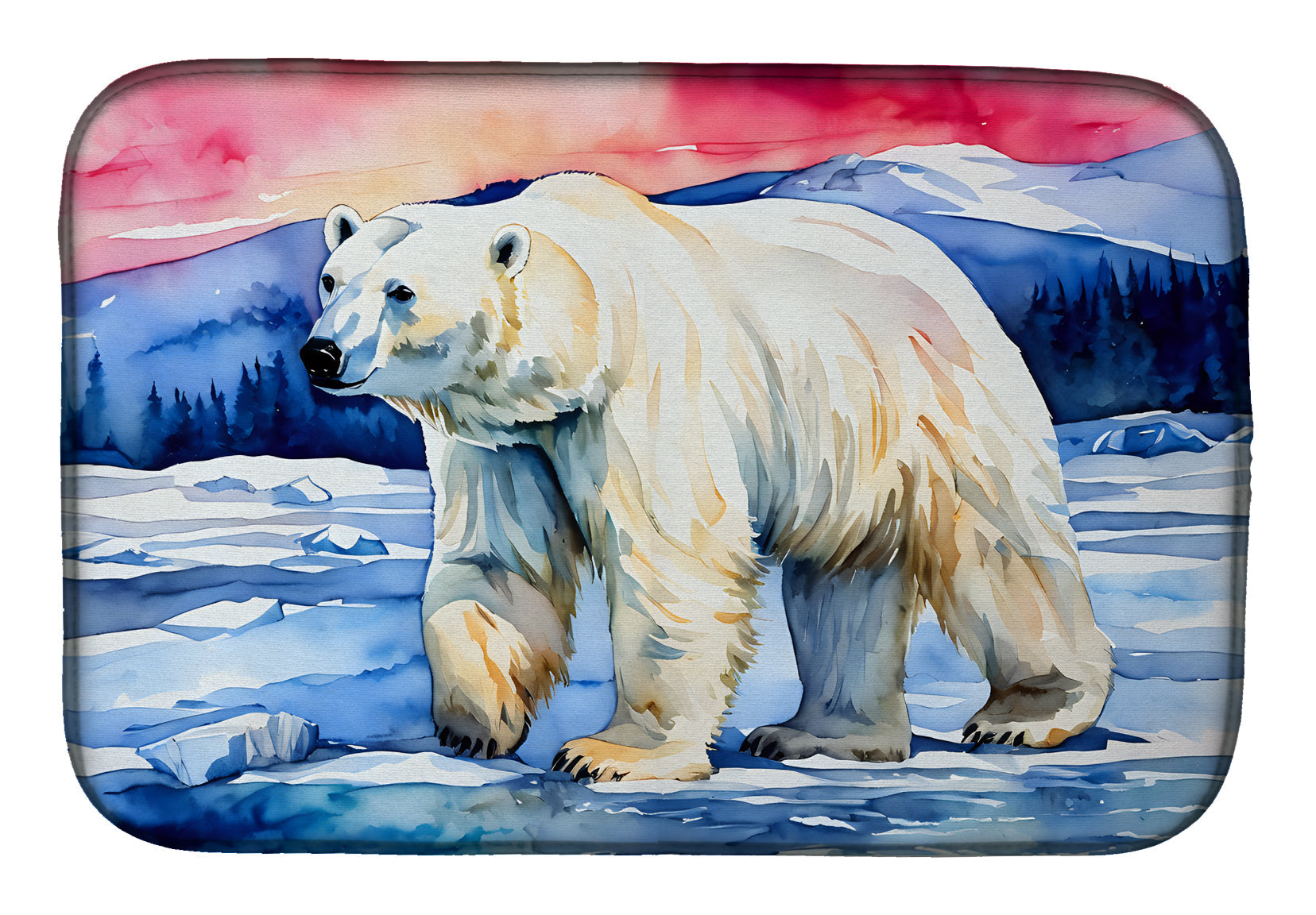 Polar Bear Dish Drying Mat Absorbent Dish Drying Mat Pad for Kitchen Counter Dish Drainer Mat for Countertop, 14 x 21", Multicolor