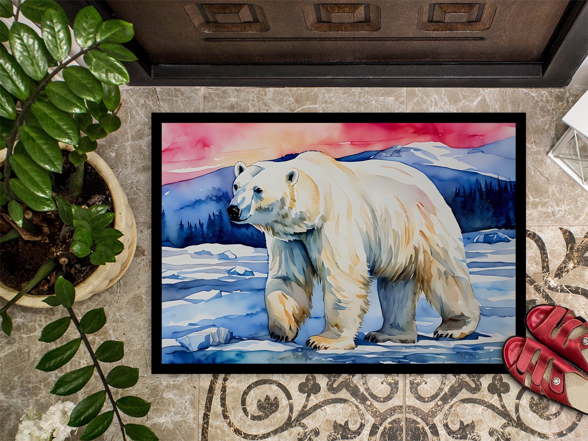 Polar Bear Doormat Indoor Outdoor 18H X 27W Front Door Mat Rugs for Entryway, Non Slip Washable
