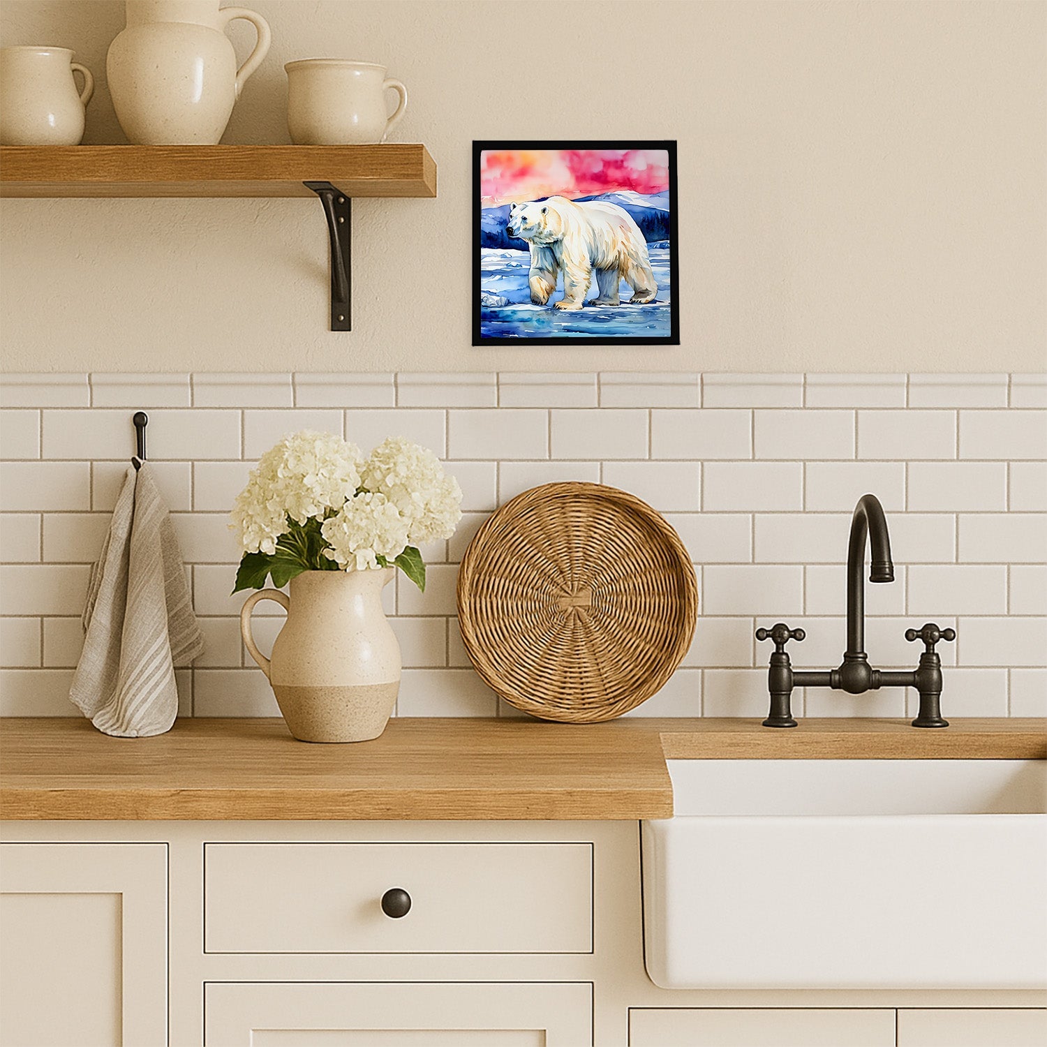 Polar Bear Framed Metal Print Bathroom, Kitchen, Office, Home Decor Wall Art Ready to Hang, Square, 8X8