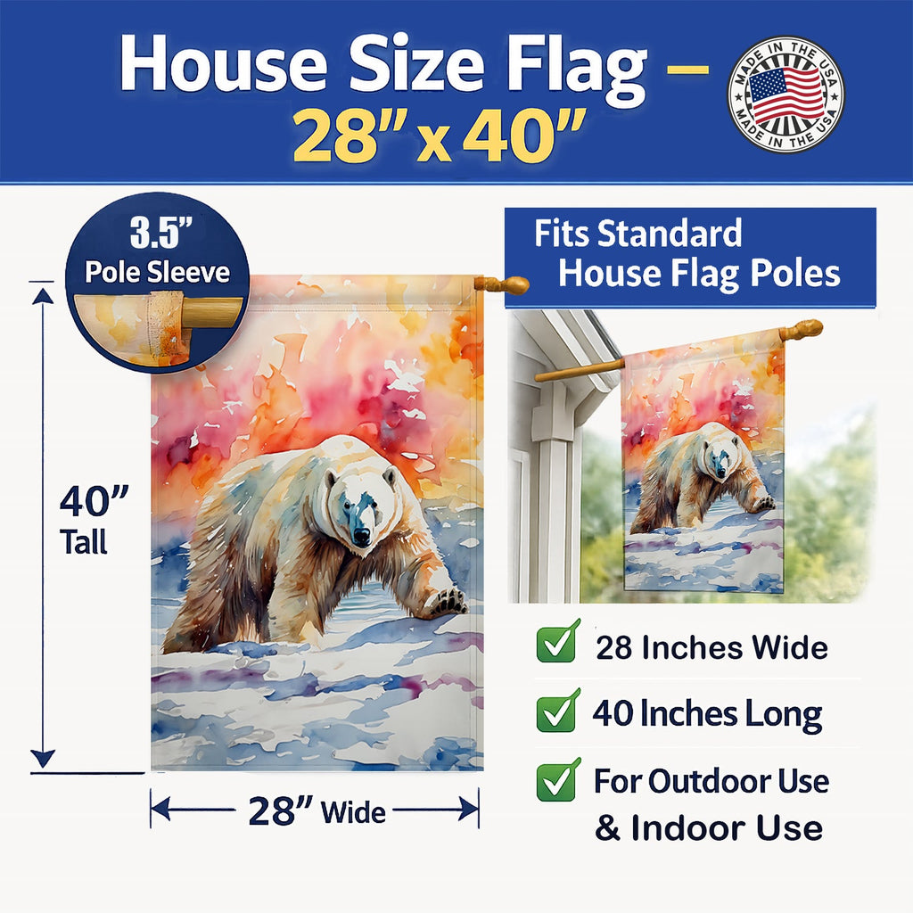 Polar Bear House Flag 28x40 Porch Sleeve Pole Decorative Outside Yard Banner Artwork Wall Hanging, Polyester