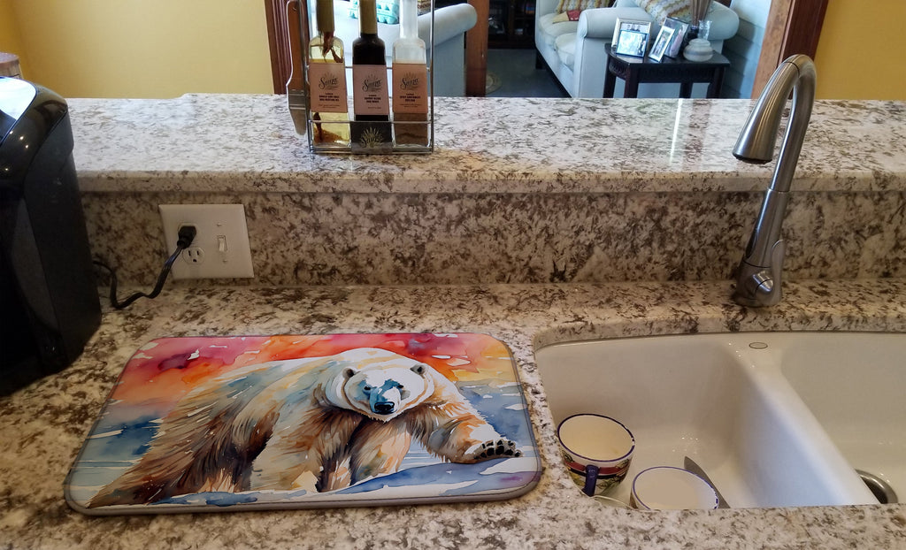 Polar Bear Dish Drying Mat Absorbent Dish Drying Mat Pad for Kitchen Counter Dish Drainer Mat for Countertop, 14 x 21", Multicolor