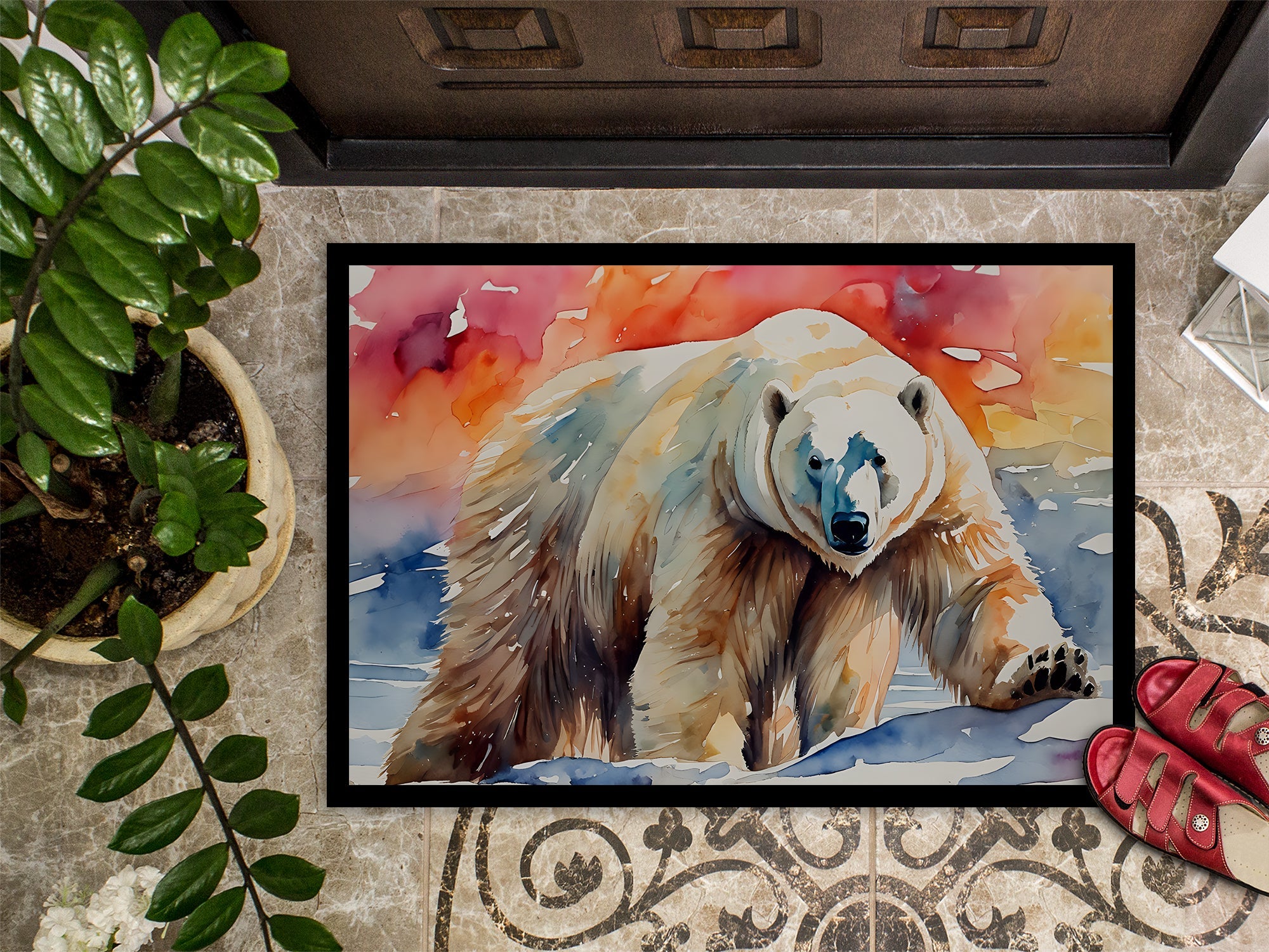 Polar Bear Doormat Indoor Outdoor 18H X 27W Front Door Mat Rugs for Entryway, Non Slip Washable