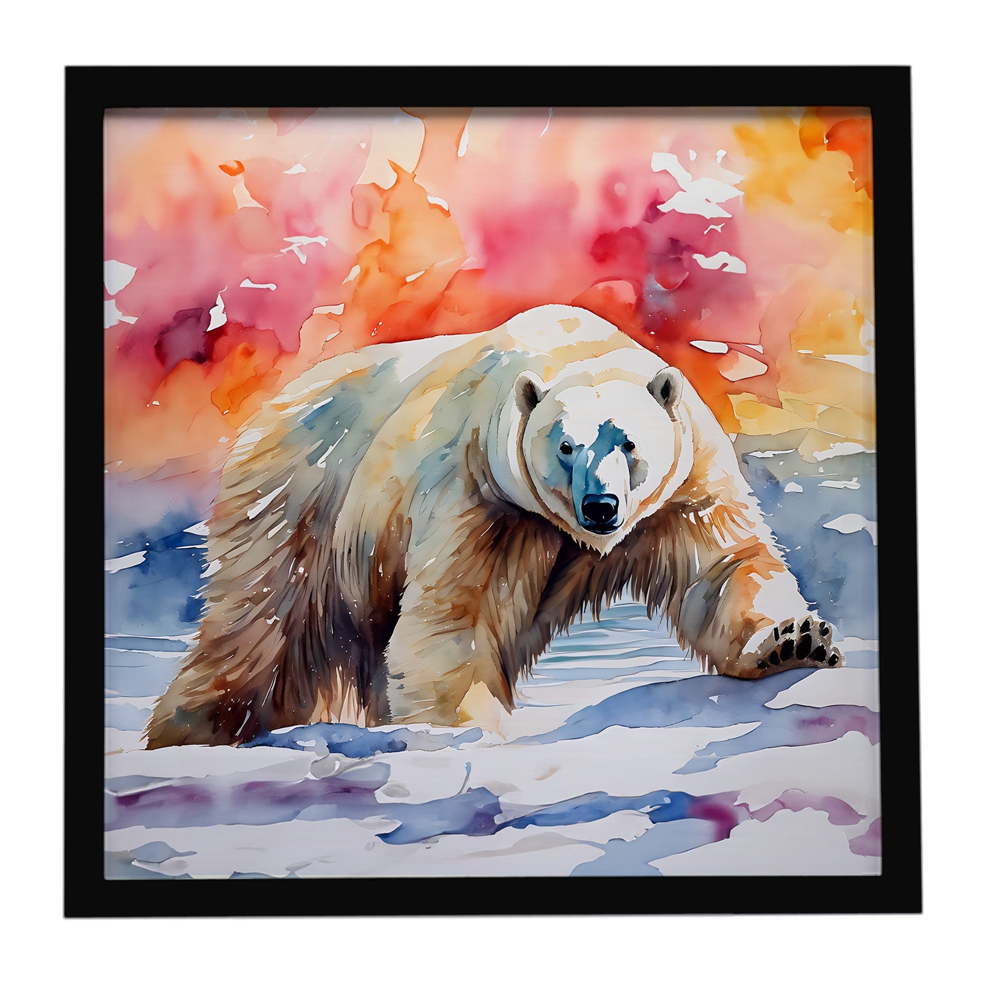 Polar Bear Framed Metal Print Bathroom, Kitchen, Office, Home Decor Wall Art Ready to Hang, Square, 8X8