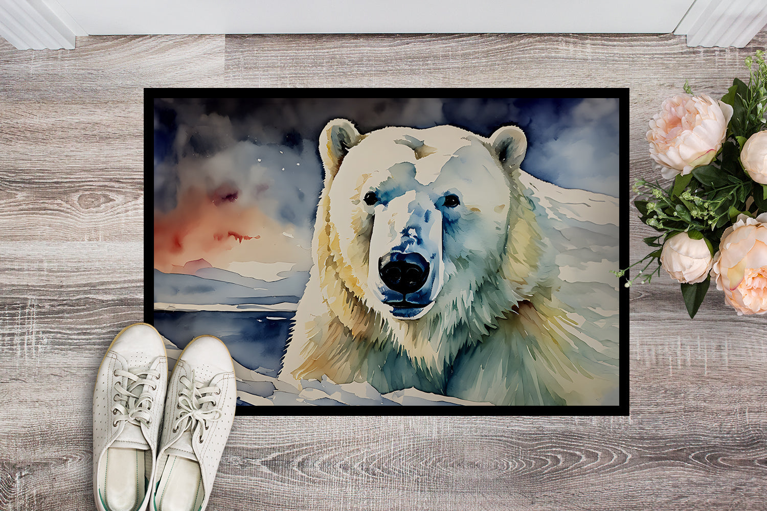 Polar Bear Doormat Indoor Outdoor 24H X 36W Front Door Mat Rugs for Entryway, Non Slip Washable Low Pile,