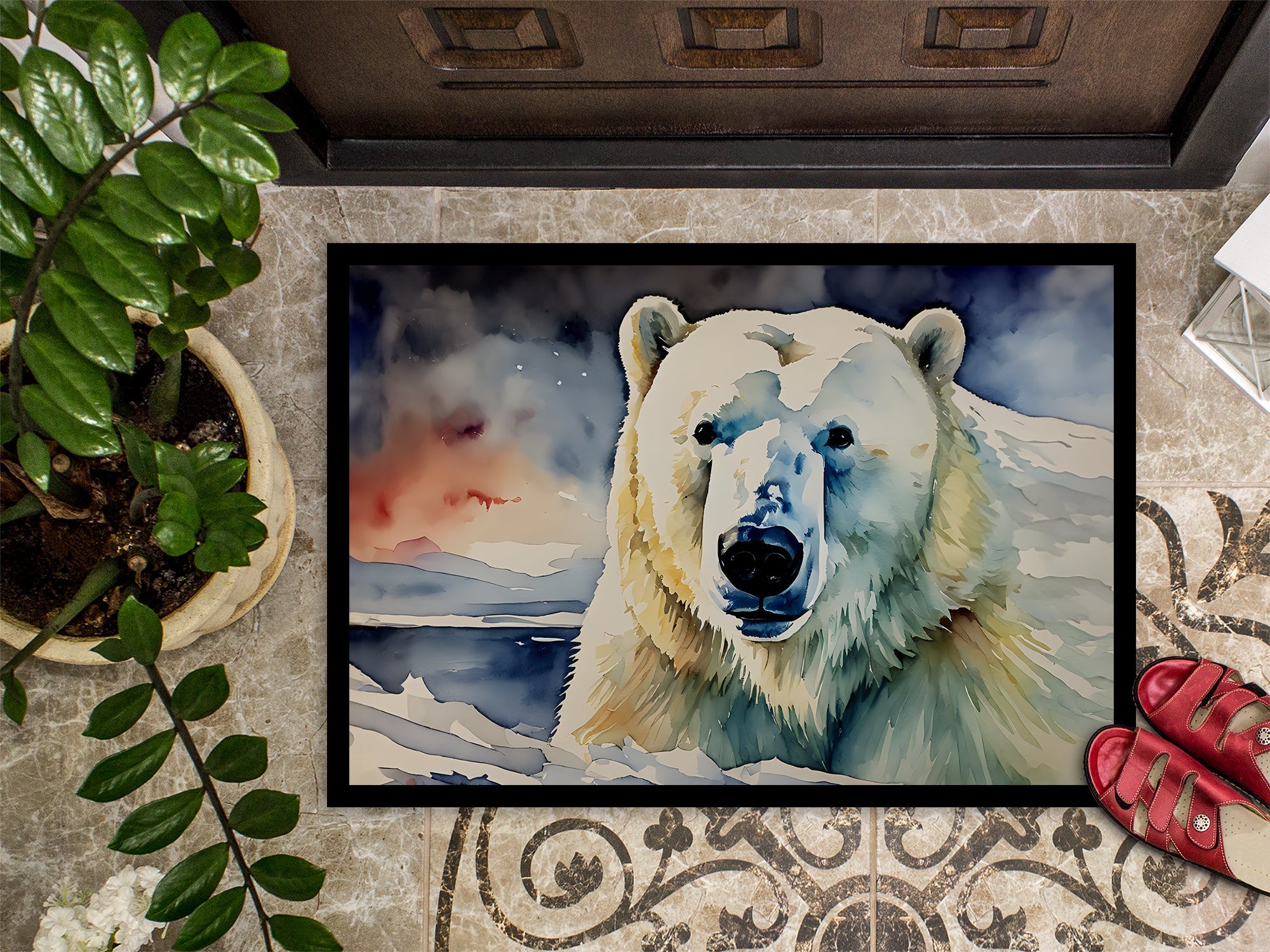 Polar Bear Doormat Indoor Outdoor 18H X 27W Front Door Mat Rugs for Entryway, Non Slip Washable