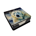 Polar Bear PU Leather Note Paper Holder with Artist-Designed Cover, Desk Accessory, Office Gift