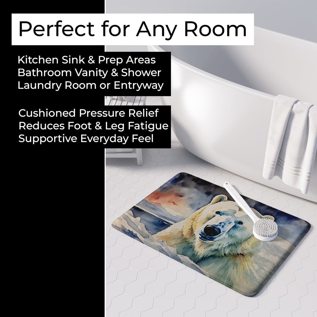 Polar Bear Memory Foam Kitchen Mat Machine Washable Anti-Fatigue Cushion Comfort Bath or Kitchen Rug