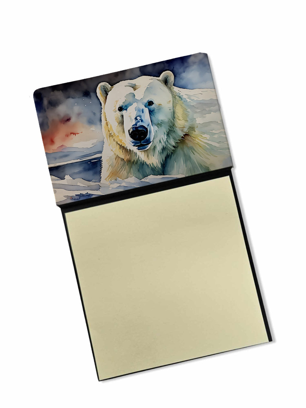 Polar Bear Watercolor Sticky Note Holder Refillable Dispenser Desk Accessory 3x3 Pad Gift