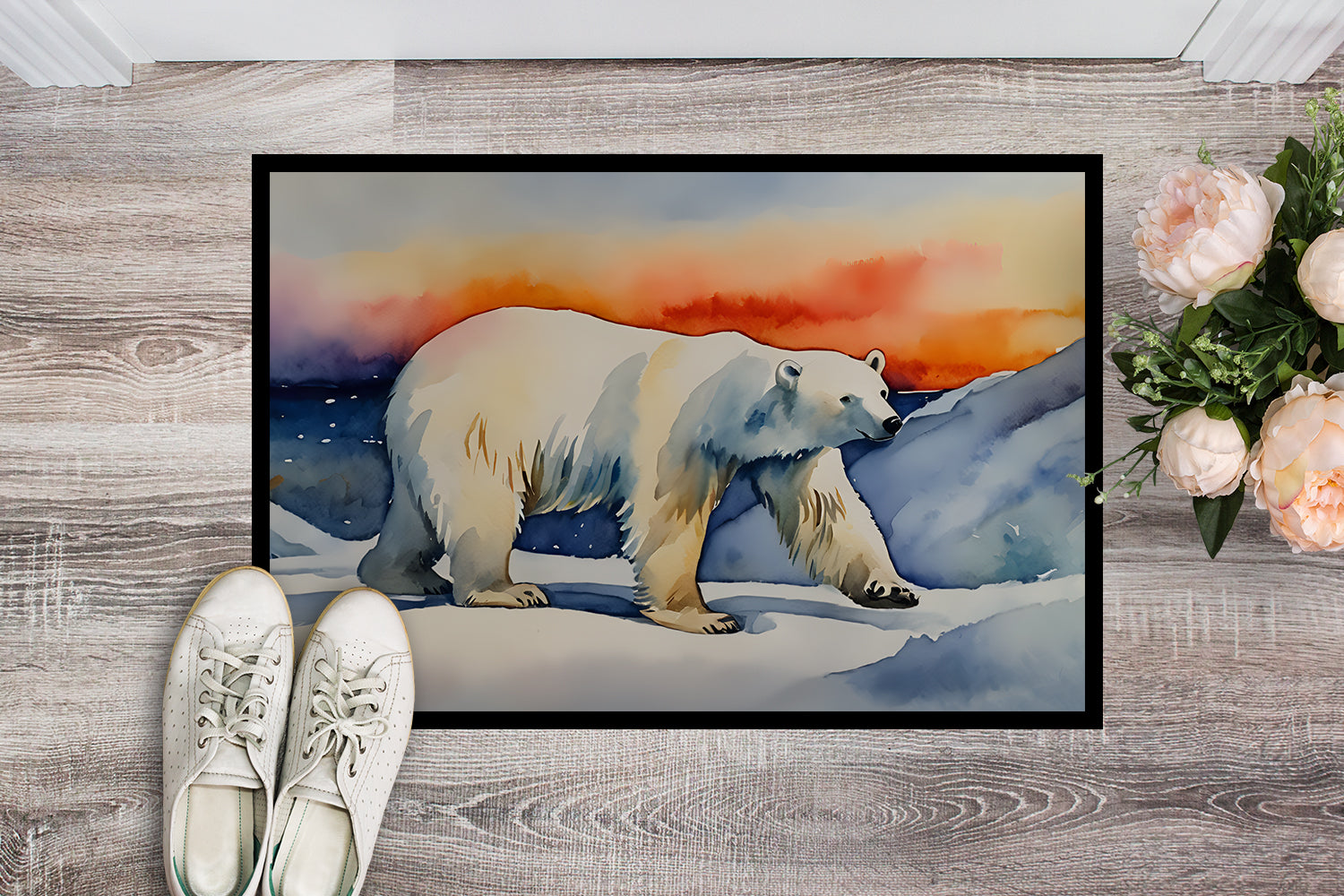 Polar Bear Doormat Indoor Outdoor 18H X 27W Front Door Mat Rugs for Entryway, Non Slip Washable