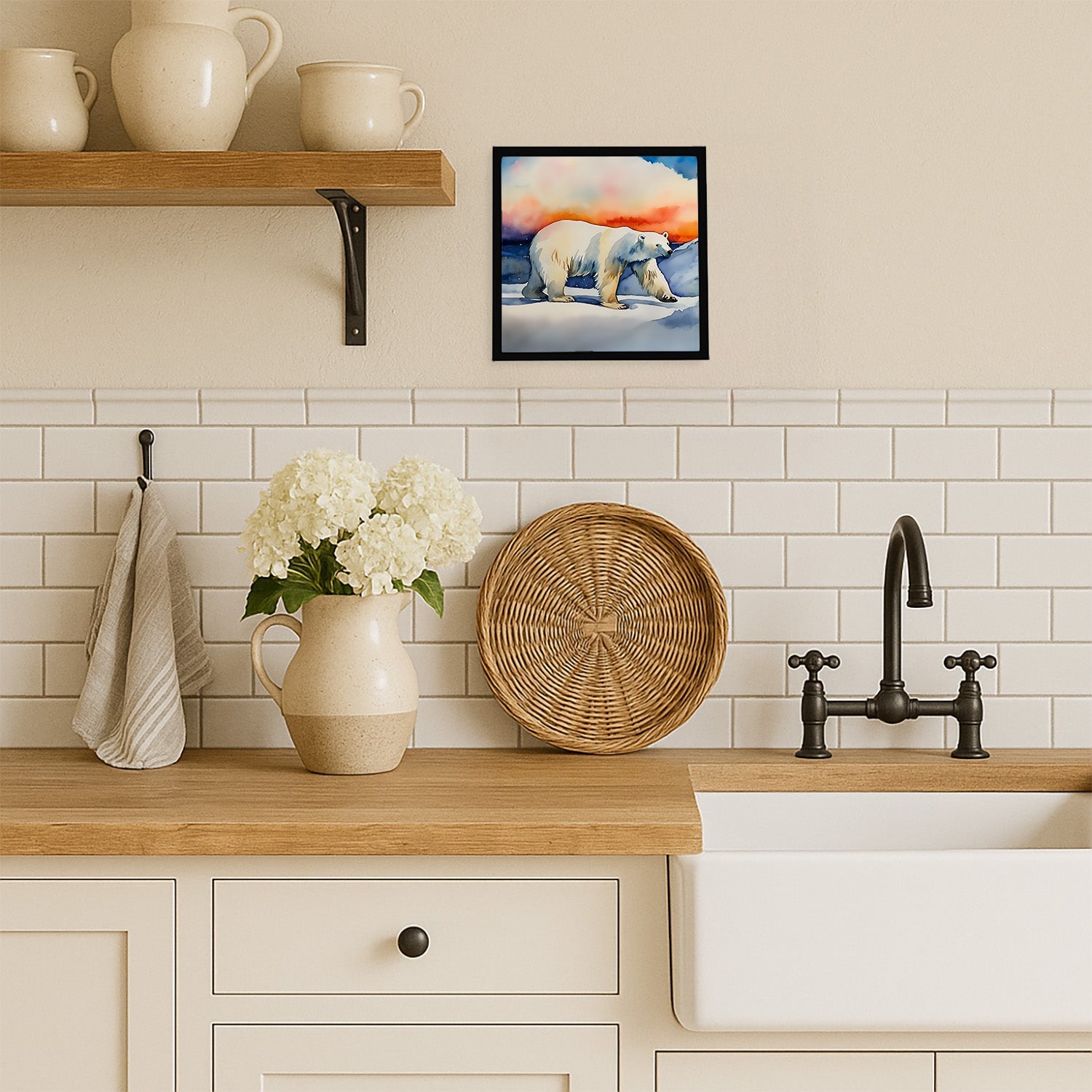 Polar Bear Framed Metal Print Bathroom, Kitchen, Office, Home Decor Wall Art Ready to Hang, Square, 8X8