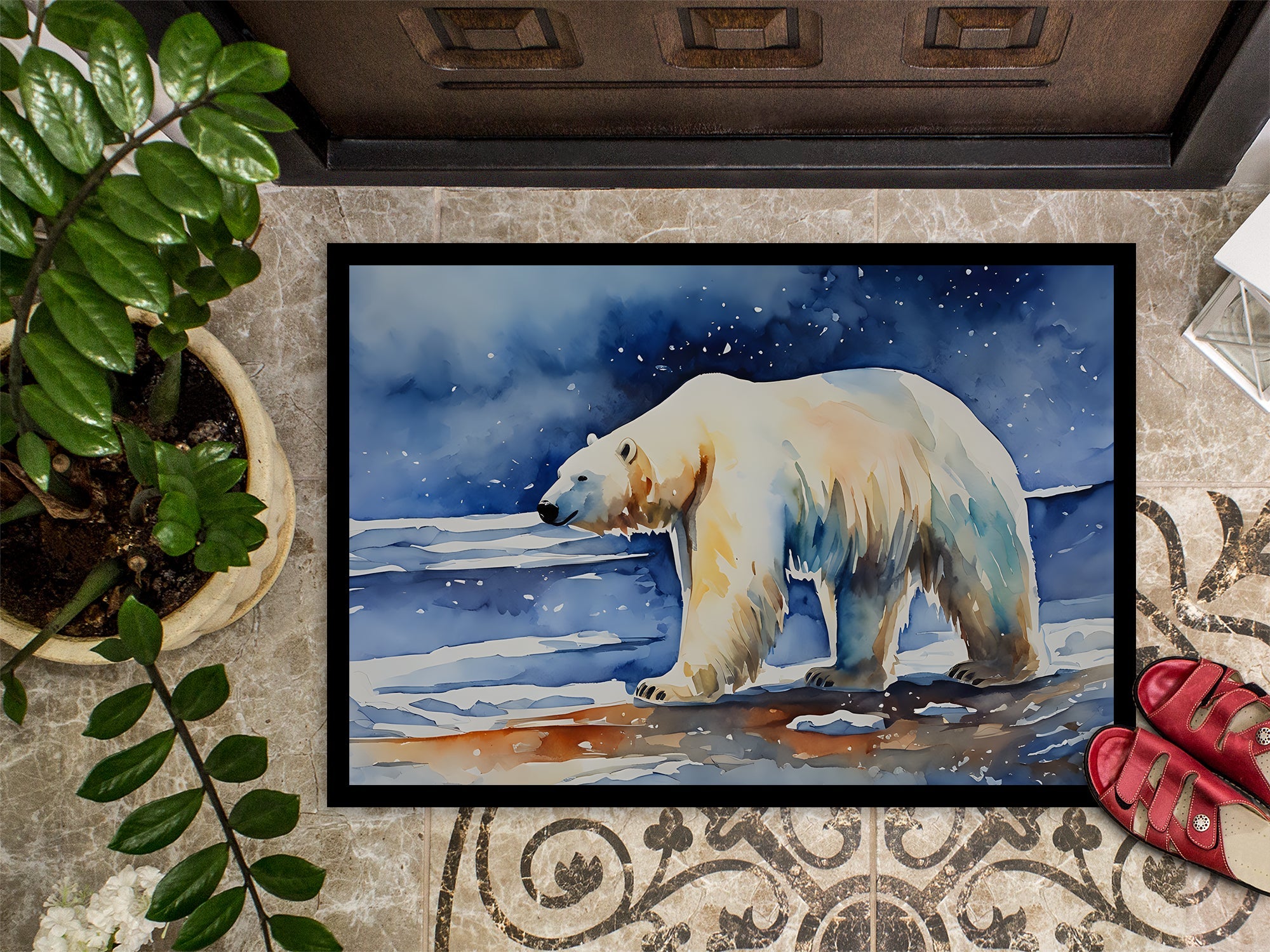 Polar Bear Doormat Indoor Outdoor 18H X 27W Front Door Mat Rugs for Entryway, Non Slip Washable