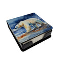 Polar Bear PU Leather Note Paper Holder with Artist-Designed Cover, Desk Accessory, Office Gift