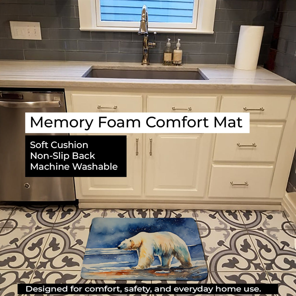 Polar Bear Memory Foam Kitchen Mat Machine Washable Anti-Fatigue Cushion Comfort Bath or Kitchen Rug