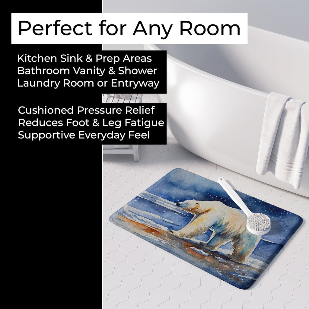 Polar Bear Memory Foam Kitchen Mat Machine Washable Anti-Fatigue Cushion Comfort Bath or Kitchen Rug