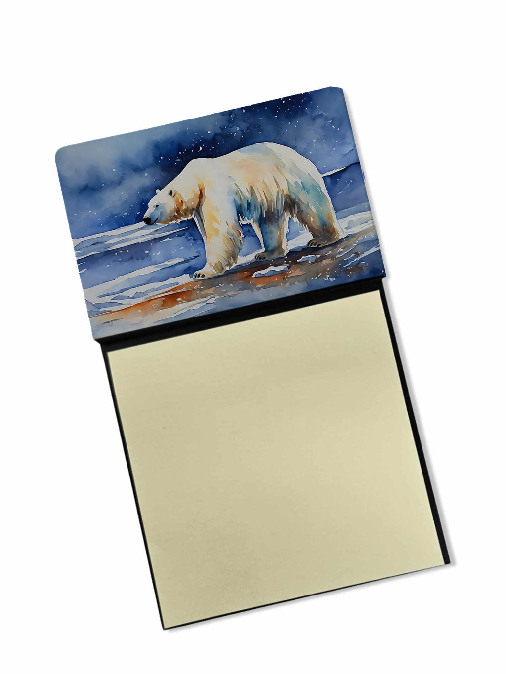 Polar Bear Watercolor Sticky Note Holder Refillable Dispenser Desk Accessory 3x3 Pad Gift