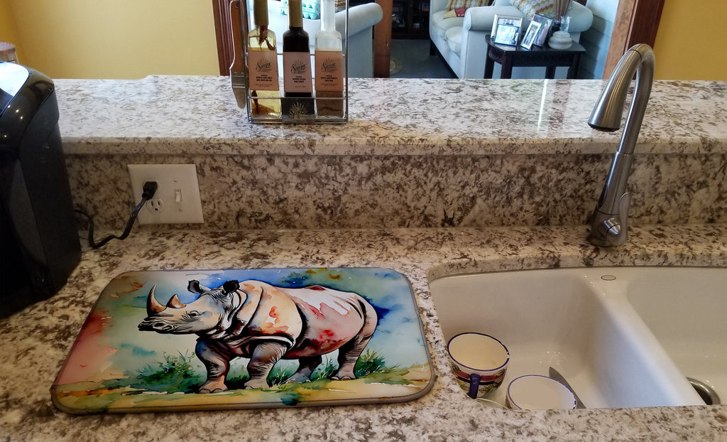 Rhinoceros Dish Drying Mat Absorbent Dish Drying Mat Pad for Kitchen Counter Dish Drainer Mat for Countertop, 14 x 21", Multicolor