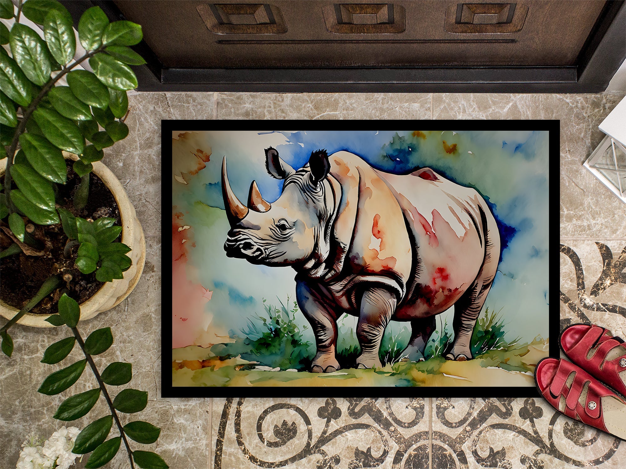 Rhinoceros Doormat Indoor Outdoor 18H X 27W Front Door Mat Rugs for Entryway, Non Slip Washable