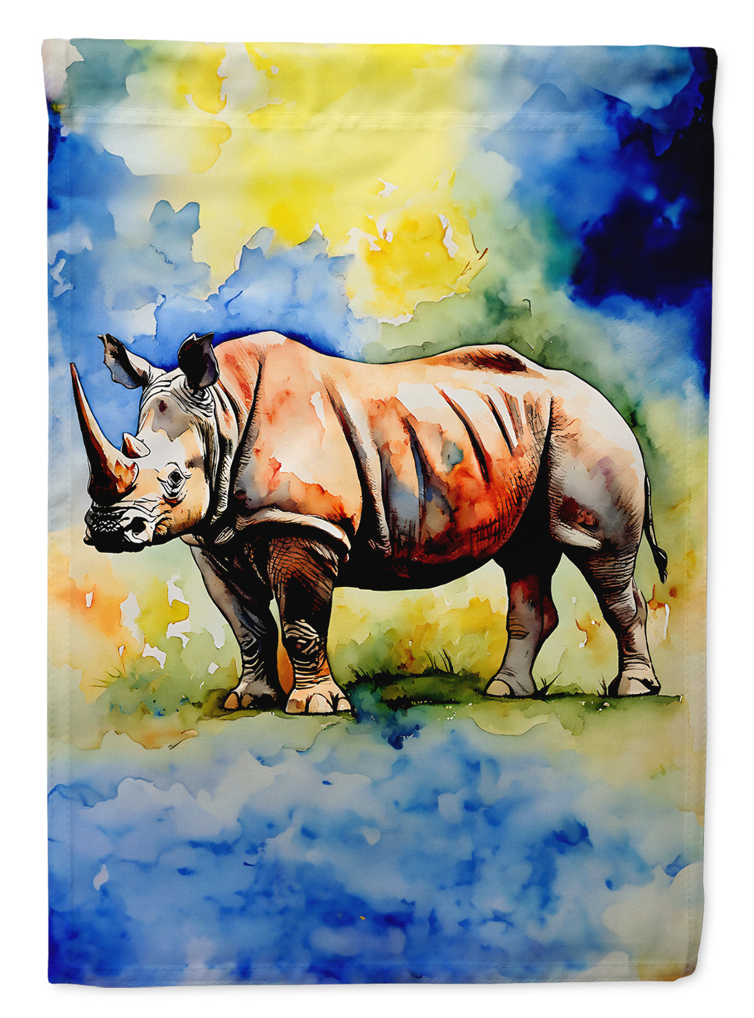 Rhinoceros House Flag 28x40 Porch Sleeve Pole Decorative Outside Yard Banner Artwork Wall Hanging, Polyester