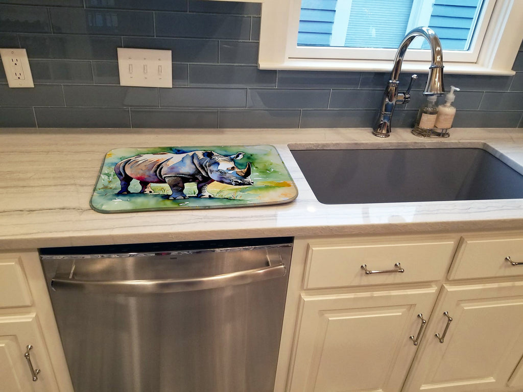 Rhinoceros Dish Drying Mat Absorbent Dish Drying Mat Pad for Kitchen Counter Dish Drainer Mat for Countertop, 14 x 21", Multicolor