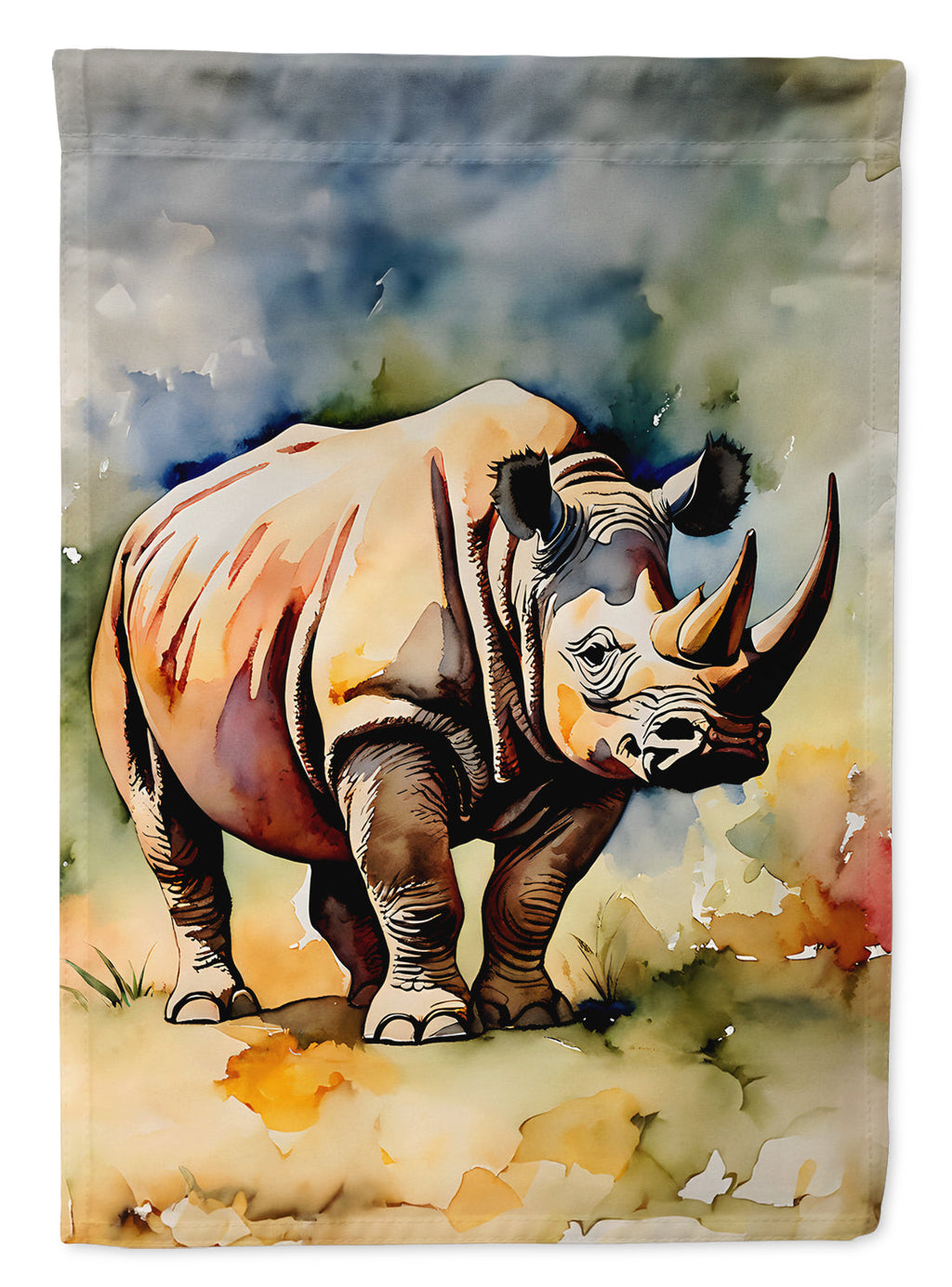 Rhinoceros House Flag 28x40 Porch Sleeve Pole Decorative Outside Yard Banner Artwork Wall Hanging, Polyester