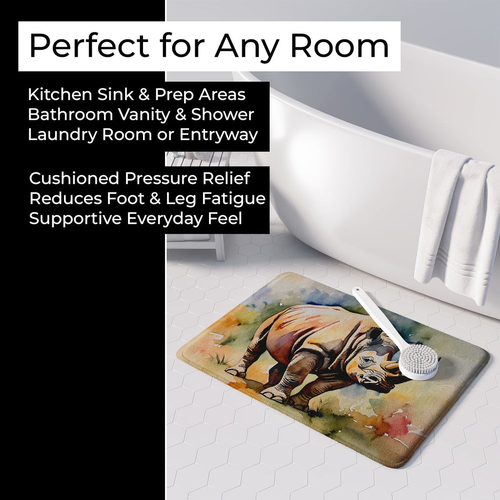 Rhinoceros Memory Foam Kitchen Mat Machine Washable Anti-Fatigue Cushion Comfort Bath or Kitchen Rug