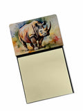 Rhinoceros Watercolor Sticky Note Holder Refillable Dispenser Desk Accessory 3x3 Pad Gift
