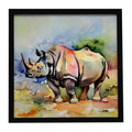 Rhinoceros Framed Metal Print Bathroom, Kitchen, Office, Home Decor Wall Art Ready to Hang, Square, 8X8