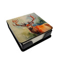 Deer Stag PU Leather Note Paper Holder with Artist-Designed Cover, Desk Accessory, Office Gift