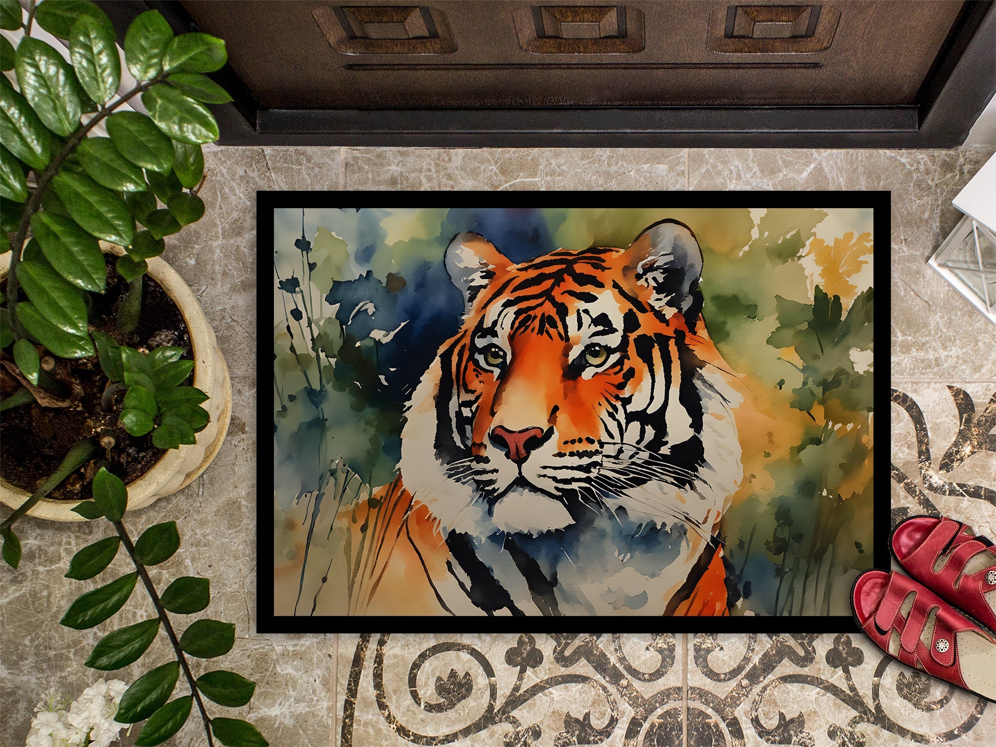 Tiger Doormat Indoor Outdoor 18H X 27W Front Door Mat Rugs for Entryway, Non Slip Washable