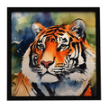 Tiger Framed Metal Print Bathroom, Kitchen, Office, Home Decor Wall Art Ready to Hang, Square, 8X8