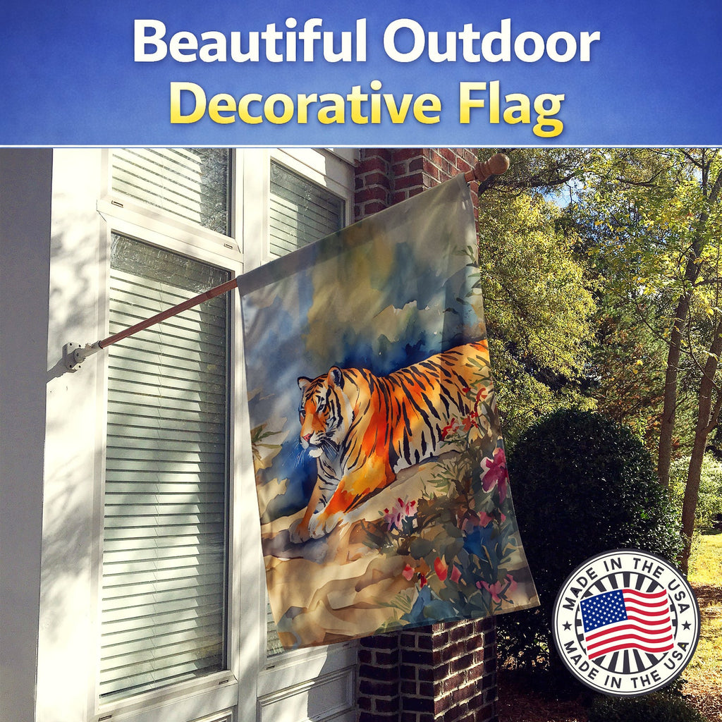 Tiger House Flag 28x40 Porch Sleeve Pole Decorative Outside Yard Banner Artwork Wall Hanging, Polyester