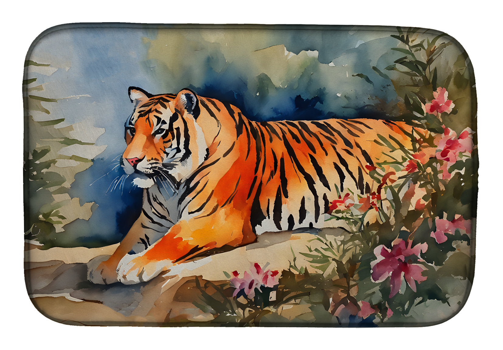 Tiger Dish Drying Mat Absorbent Dish Drying Mat Pad for Kitchen Counter Dish Drainer Mat for Countertop, 14 x 21", Multicolor