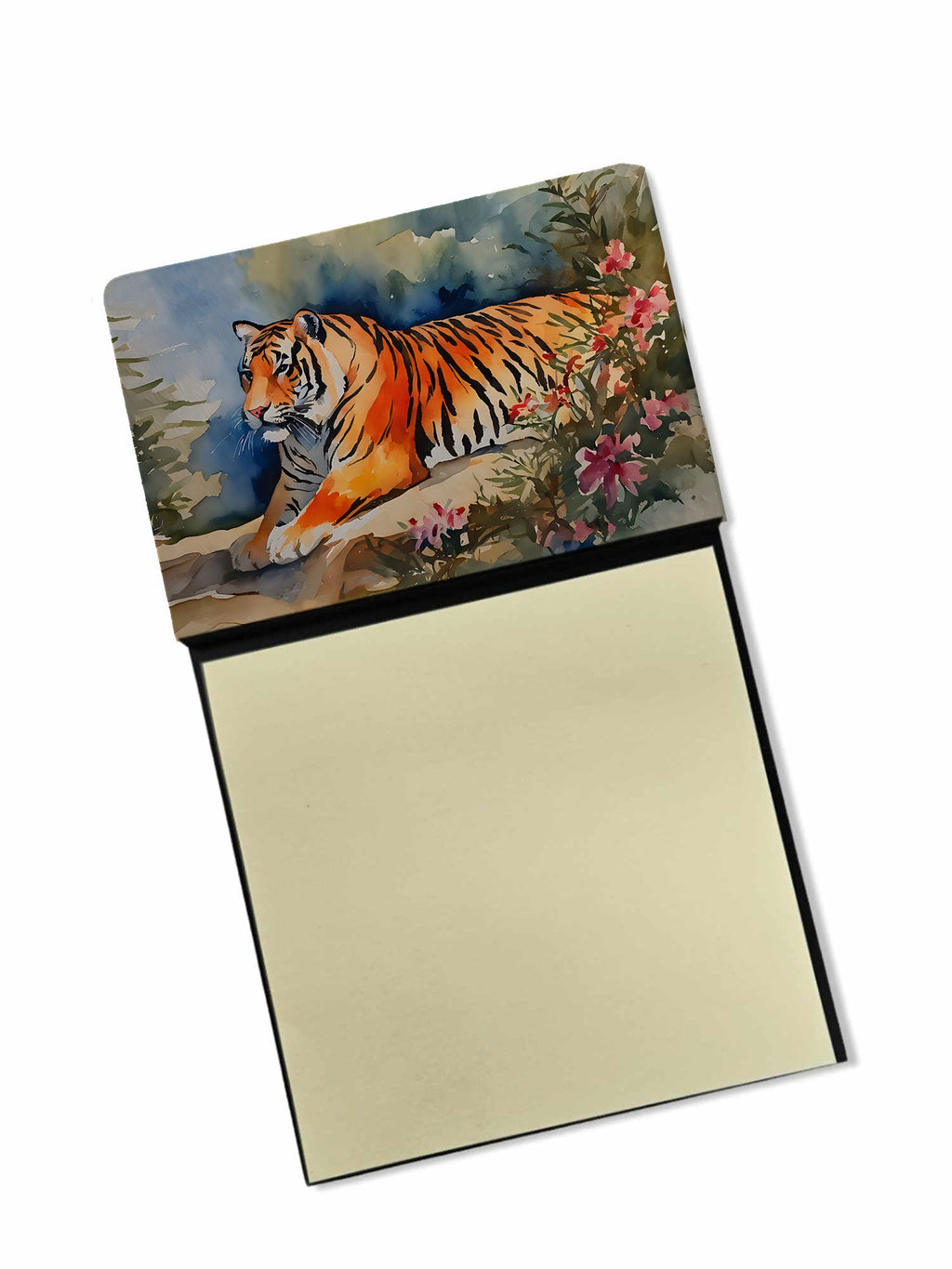 Tiger Watercolor Sticky Note Holder Refillable Dispenser Desk Accessory 3x3 Pad Gift