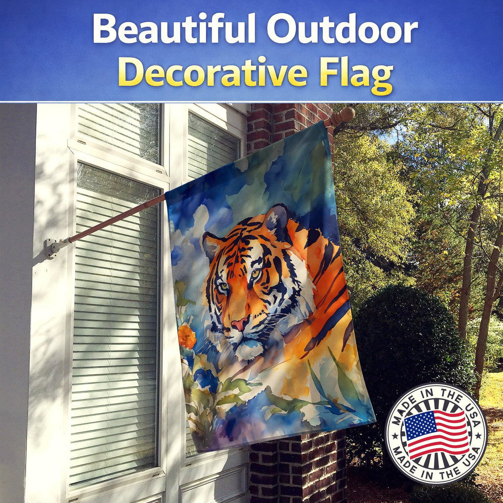 Tiger House Flag 28x40 Porch Sleeve Pole Decorative Outside Yard Banner Artwork Wall Hanging, Polyester