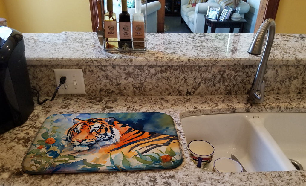 Tiger Dish Drying Mat Absorbent Dish Drying Mat Pad for Kitchen Counter Dish Drainer Mat for Countertop, 14 x 21", Multicolor