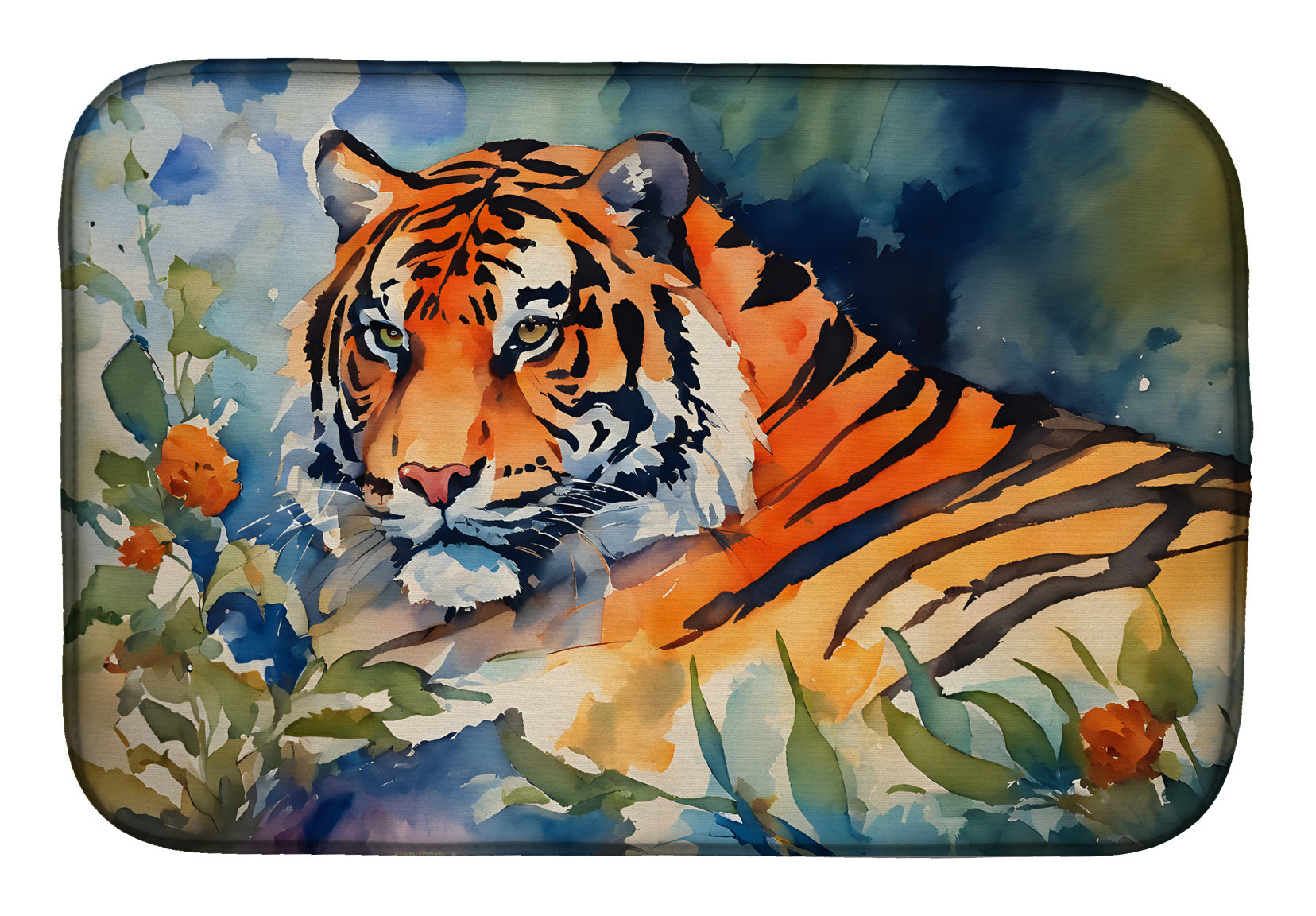 Tiger Dish Drying Mat Absorbent Dish Drying Mat Pad for Kitchen Counter Dish Drainer Mat for Countertop, 14 x 21", Multicolor
