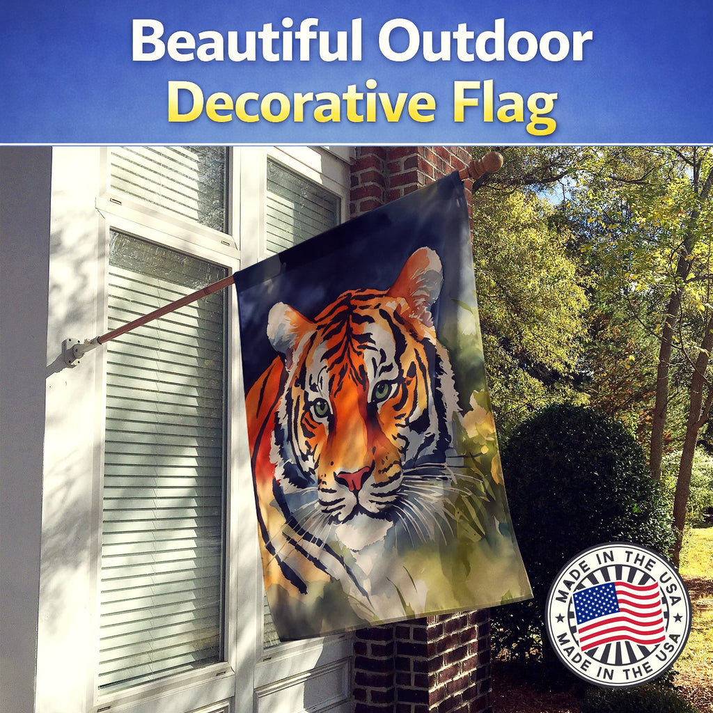 Tiger House Flag 28x40 Porch Sleeve Pole Decorative Outside Yard Banner Artwork Wall Hanging, Polyester